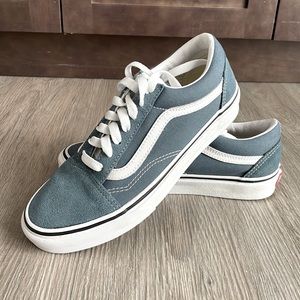 Vans Old Skool Skater Shoe. Light Blue. Worn 1 time. Women’s size 7. Mens 5.5